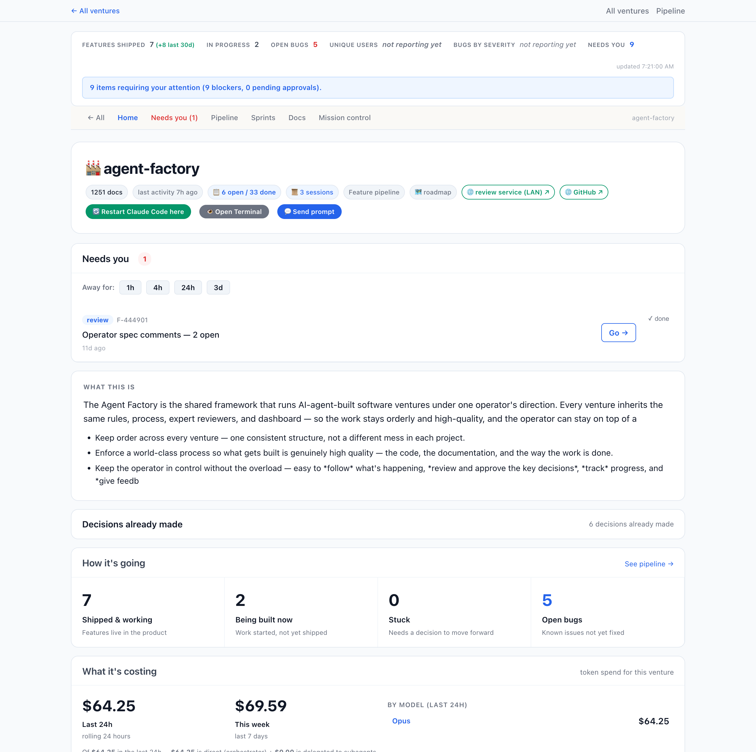 The dashboard I built to launch and resume sessions